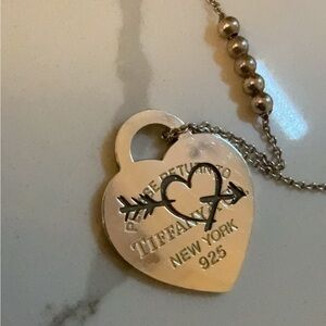Tiffany & Co. Silver Heart Padlock Necklace with Arrow Motif